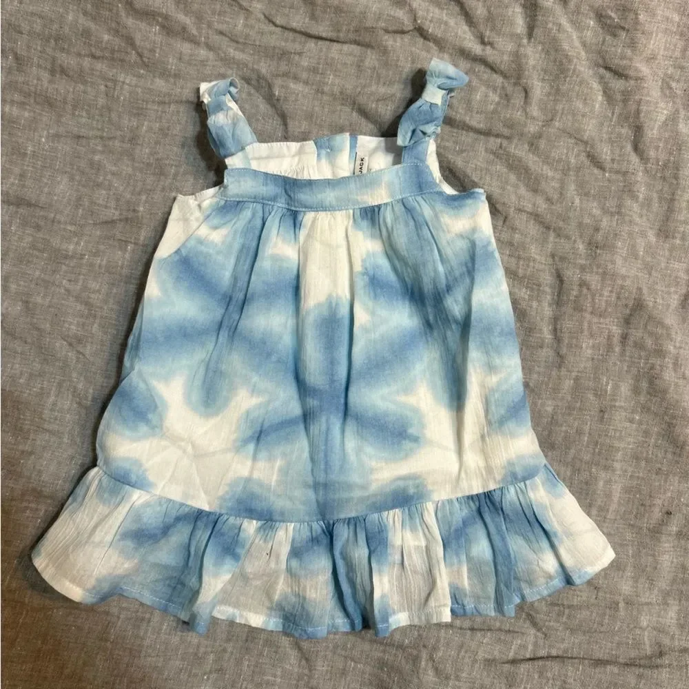 Janie and Jack Shibori Bow Strap Dress in Angel Falls Blue Size 0-3 Months